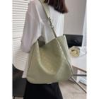 Faux Leather Checker Pattern Tote Bag