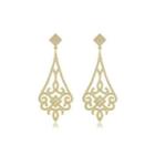 Fashion And Elegant Plated Gold Geometric Pattern Earrings With Cubic Zirconia Golden - One Size