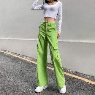 Wide Leg Corduroy Cargo Pants