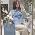 Set: Knit Sleeve Denim Jacket + Midi Knit Skirt
