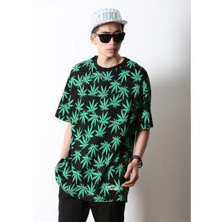 Elbow-sleeve Patterned T-shirt