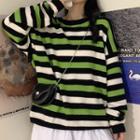 Round Neck Multicolor Striped Sweater As Shown In Figure - One Size