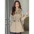 Flap-front Belted Short Trench Coat