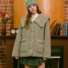 Wide-collar Dual-pocket Dumble Jacket Mint Green - One Size
