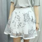 Floral Patterned Sheer A-line Skirt