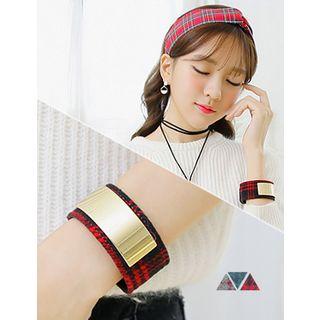 Metal-trim Plaid Bracelet