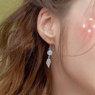 925 Sterling Silver Leaf & Bead Dangle Earring