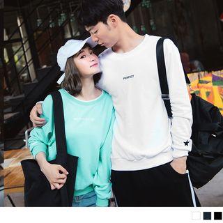 Couple Match Long Sleeve Perfect Letter Embroidered Pullover