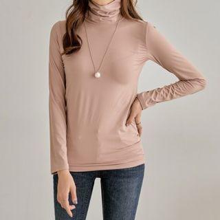 Turtle-neck Brushed Fleece Lined Turtle-neck Top