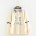 Rabbit Print Long-sleeve Polo Shirt