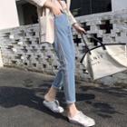 Drawstring Striped Cropped Jeans
