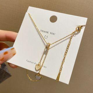 Heart Rhinestone Pendant Alloy Choker X588 - Gold - One Size