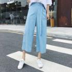 Belted Wide-leg Capri Jeans