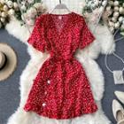 Heart Print Bell-sleeve Dress