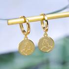 925 Sterling Silver Coin Earring Gold - One Size