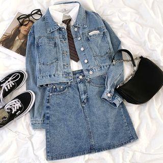 Denim Jacket / Mini Skirt / Shirt