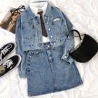 Denim Jacket / Mini Skirt / Shirt