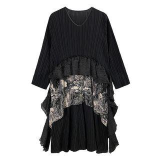 Irregular Panel Midi A-line Dress Black - One Size