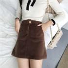 Plain Velvet A-line Skirt