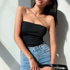 One-shoulder Spaghetti-strap Cropped Top