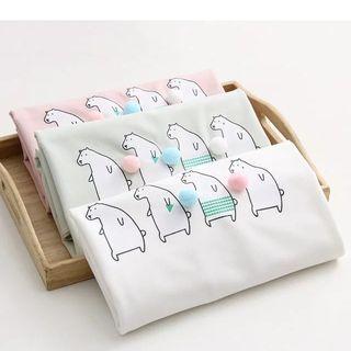 Bear Print Pompom Short Sleeve T-shirt