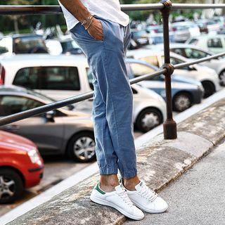 Elastic Cuff Slim-fit Linen Pants