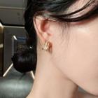 Rhinestone Geometric Hoop Earring 1 Pair - Gold - One Size