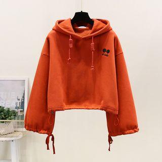 Cropped Embroidered Hoodie Tangerine - One Size