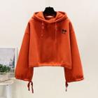 Cropped Embroidered Hoodie Tangerine - One Size
