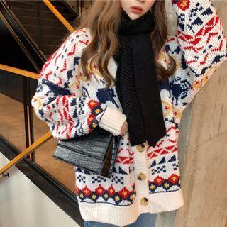 Christmas Patterned Button Cardigan