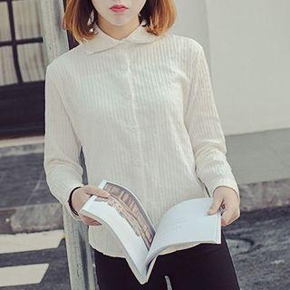 Scallop Trim Collar Shirt