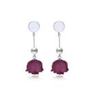 Sterling Silver Fashion Elegant Red Rose Pearl Tassel Earrings Silver - One Size