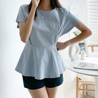 Pintuck-waist Tie-back Blouse