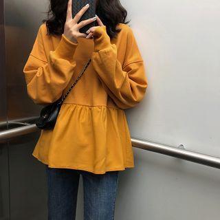 Long-sleeve Plain Oversize Top