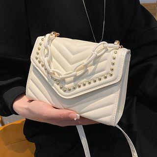 Studded Chain Detail Flap Crossbody Bag