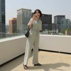 Collared Drawstring Jumpsuit