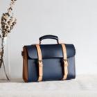Two-tone Genuine Leather Satchel Bag