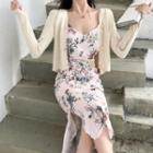 Floral Strappy Midi Dress / Light Jacket