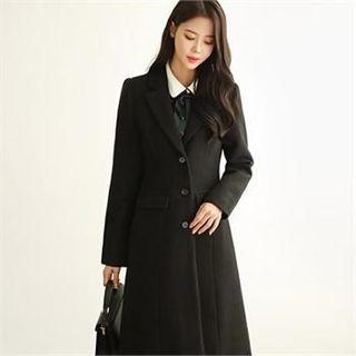 Tall Size Single-breasted Wool Blend Coat