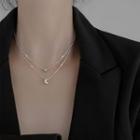 Rhinestone Star Crescent Layered Necklace Xl0703 - Silver - One Size