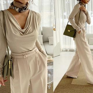 Cowl-neck Fitted Glam Top