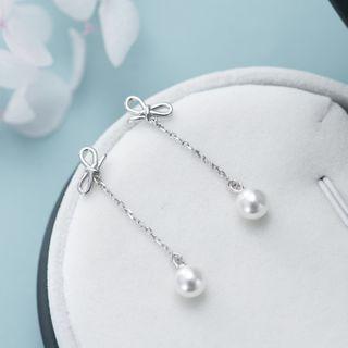 Faux-pearl Drop Earring 1 Pair - E132 - Silver - One Size