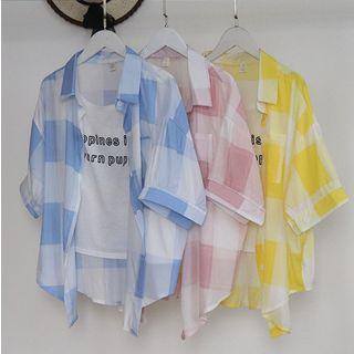 Short-sleeve Check Button-down Shirt