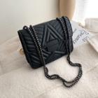 Faux-leather Quilted Flap Cross Bag
