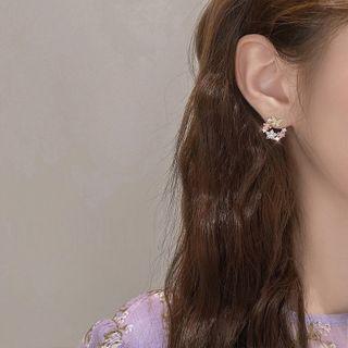 Rhinestone Butterfly & Flower Earring 1 Pair - Rhinestone Butterfly & Flower Earring - One Size