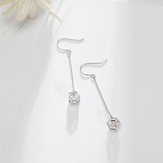 925 Sterling Silver Caged Rhinestone Drop Earring