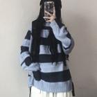 Striped Sweater Stripe - Blue & Black - One Size