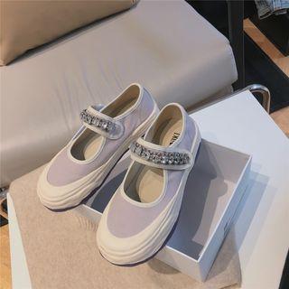 Rhinestone Adhesive Strap Mary Jane Shoes