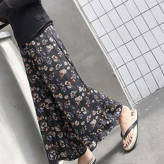 Chiffon Floral Wide-leg Pants