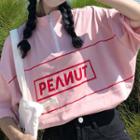 Elbow-sleeve Placket Letter T-shirt